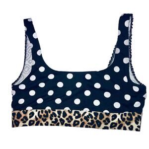 VS PINK Ultimate Swimwear Bikini Top Black Cream Brown Mixed Patterns Size M